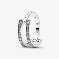 Pandora 'Logo & Pavé Double Band' Ring für Damen