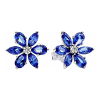 Pandora Boucles d'oreilles 'Sparkling Blue Herbarium Cluster' pour Femmes