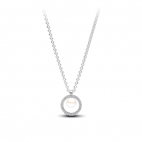 Pandora Women's 'Treated Freshwater Cultured Pearl & Pave' Necklace