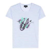 Emporio Armani Women's 'Logo-Print Striped' T-Shirt
