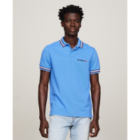 Tommy Hilfiger Men's Bubble Stitch Contrast Global Stripe Short Sleeve Polo Shirt