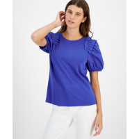 Tommy Hilfiger Mixed-Media Crewneck Short-Sleeve Top pour Femmes