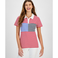 Tommy Hilfiger Women's Striped Short Sleeve Polo Shirt