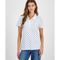 Tommy Hilfiger Women's Dot Print Short Sleeve Polo Shirt