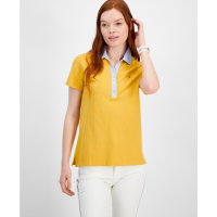 Tommy Hilfiger Striped-Collar Polo Shirt pour Femmes