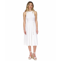 Michael Kors Women's 'Smocked Textured Sleeveless' Midi Dress