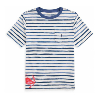 Polo Ralph Lauren T-shirt 'Striped Crab-Print Pocket' pour Grands garçons