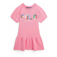 Polo Ralph Lauren 'Mixed-Logo Terry' Kleid mit kurzem Ärmeln für kleinkind & kleine Mädchen