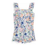 Polo Ralph Lauren 'Tropical-Print Ruffled Cotton' Strampler für kleinkind & kleine Mädchen