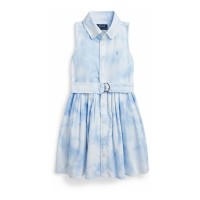 Polo Ralph Lauren 'Belted Tie Dye-Print Cotton' Hemdkleid für kleinkind & kleine Mädchen