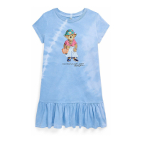 Polo Ralph Lauren 'Tie-Dye Polo Bear Cotton' T-Shirt-Kleid für kleinkind & kleine Mädchen