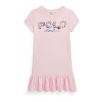 Polo Ralph Lauren 'Tropical-Logo Cotton Jersey' T-Shirt-Kleid für kleinkind & kleine Mädchen