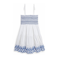 Polo Ralph Lauren 'Smocked Eyelet Cotton Jersey' Ärmelloses Kleid für große Mädchen