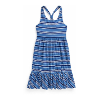 Polo Ralph Lauren 'Striped Cotton Jersey' Ärmelloses Kleid für große Mädchen