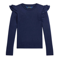 Ralph Lauren Kids T-Shirt manches longues 'Ruffled Cotton Modal' pour Petites filles