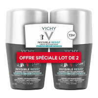 Vichy Déodorant Invisible Resist Dermo-Détranspirant 72H Roll-On - 50 ml, 2 Pièces