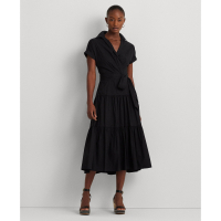 LAUREN Ralph Lauren Women's 'Belted Cotton-Blend Tiered' Dress