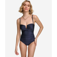 Calvin Klein Women's 'Shirred Tummy-Control Split-Cup Bandeau One-Piece' Swimsuit