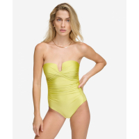 Calvin Klein Women's 'Shirred Tummy-Control Split-Cup Bandeau One-Piece' Swimsuit