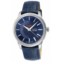 Gevril Men's Guggenheim Automatic 316L Stainless Steel Blue Dial, Genuine Italian Handmade Blue Leather With Blue Stitching Strap Watc