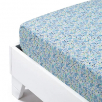 Caleffi Provenza Blue Cotton Fitted Sheet - Double size bed