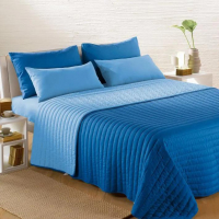 Caleffi Microfiber Plain Blue Quilted Bedspread - King size bed