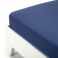 Caleffi Plain Dark Blue Cotton Fitted Sheet With Corners - King size bed