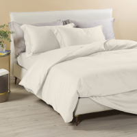 Caleffi Satin Ivory Plain Bed Linen Set  - King size bed, 4 Stücke