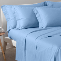 Caleffi Plain Blue Sheet Set - Doppel size bed, 4 Stücke