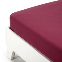 Caleffi Plain Burgundy Cotton Fitted Sheet With Corners - Single size