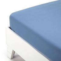 Caleffi Plain Blue Cotton Fitted Sheet - Single size