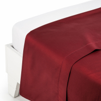 Caleffi Satin Burgundy Cotton & Satin Flat Sheet - King size bed