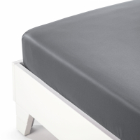 Caleffi Satin Gray Cotton & Satin Fitted Sheet - King size bed