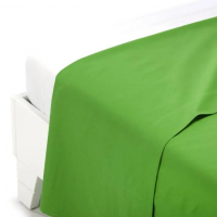 Caleffi Plain Green Cotton Flat Sheet - Double size bed