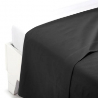 Caleffi Plain Black Cotton Flat Sheet - Single size