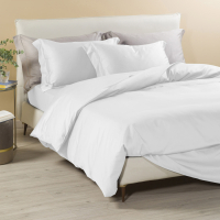 Caleffi Satin Plain Cream Bed Linen Set  - King size bed, 4 Stücke