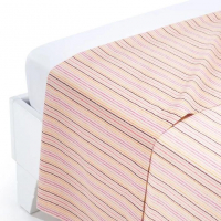 Caleffi Striped Coral Cotton Flat Sheet - Single size