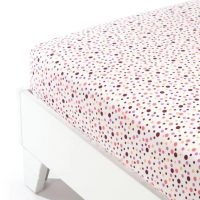 Caleffi Polka Dot Coral Cotton Fitted Sheet - Double size bed