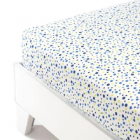 Caleffi Polka Dot Blue Cotton Fitted Sheet - Double size bed