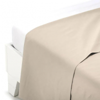 Caleffi Plain Ivory Cotton Flat Sheet - King size bed