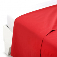 Caleffi Plain Red Cotton Flat Sheet - King size bed