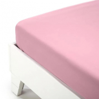 Caleffi Plain Pink Cotton Fitted Sheet With Corners - King size bed