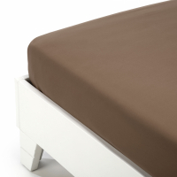 Caleffi Plain Moka Cotton Fitted Sheet With Corners - King size bed