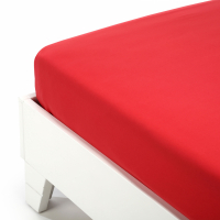 Caleffi Plain Red Cotton Fitted Sheet With Corners - King size bed