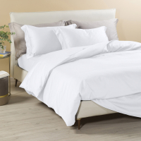 Caleffi Satin Plain White Bed Linen Set  - King size bed, 4 Stücke