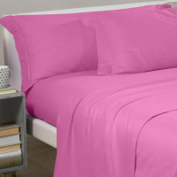 Caleffi Plain Orchid Flannel Sheet Set - Einzel size bed, 3 Stücke