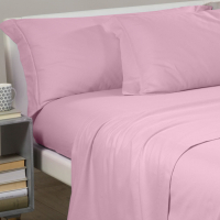 Caleffi Plain Pink Flannel Sheet Set - King size bed, 4 Stücke