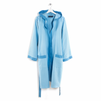 Caleffi Tecno Bicolor Light Blue Hooded Bathrobe