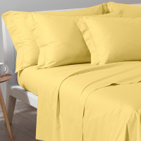 Caleffi Plain Yellow Sheet Set - King size bed, 4 Stücke