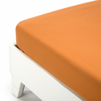 Caleffi Plain Orange Cotton Fitted Sheet With Corners - King size bed